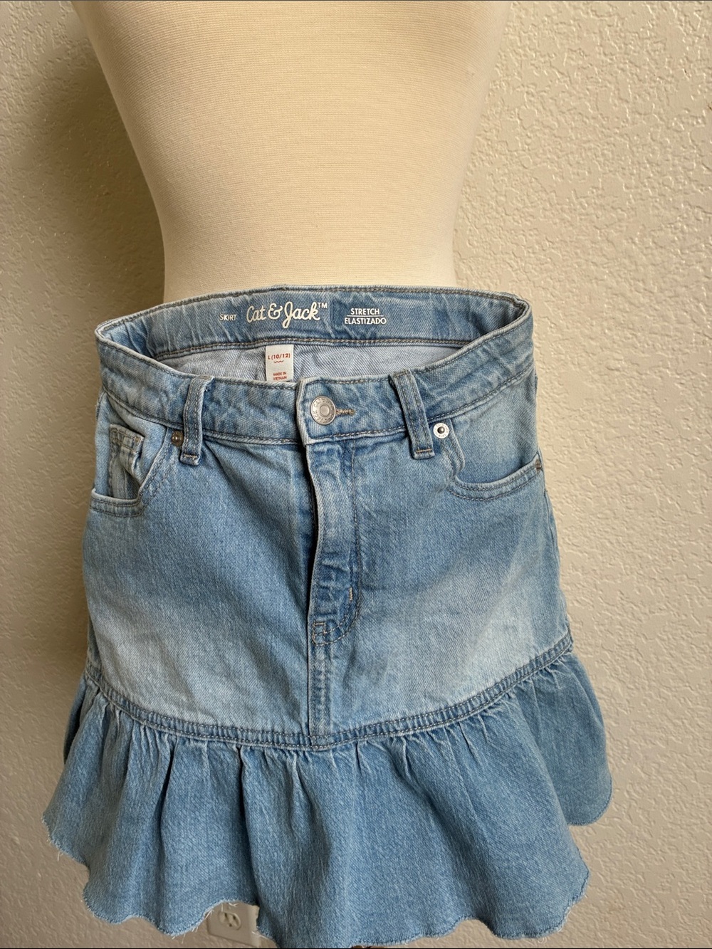 Cat & Jack Light Blue Denim Ruffle Hem Skirt